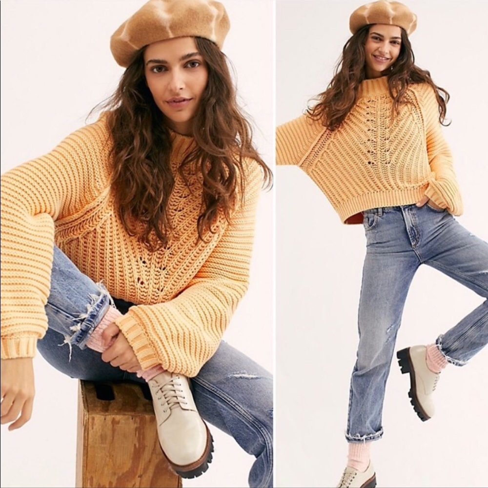 Free People Sweetheart Sweater Peach Nectar
